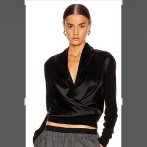 Veronica Beard Ingrid Black Mixed Media Top